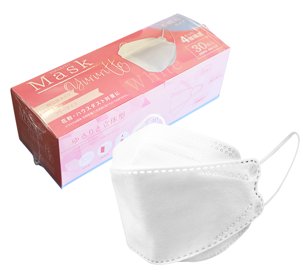 立体4層不織布マスク(30P) ホワイト 立体4層不織布マスク(30P) ホワイト